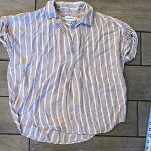 Universal Thread Beige and White Striped Blouse